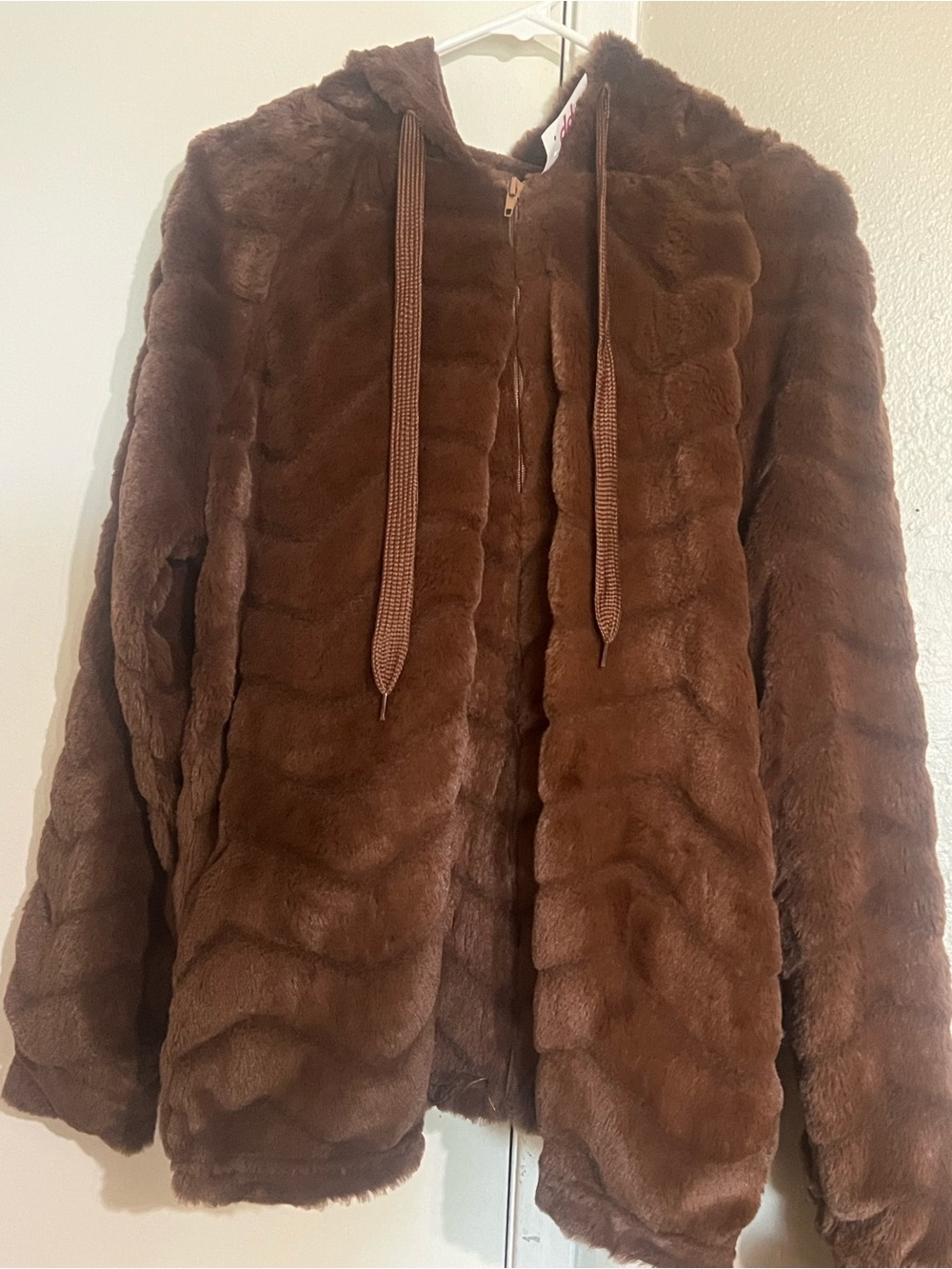 Plush Brown Hooded Teddy Jacket
